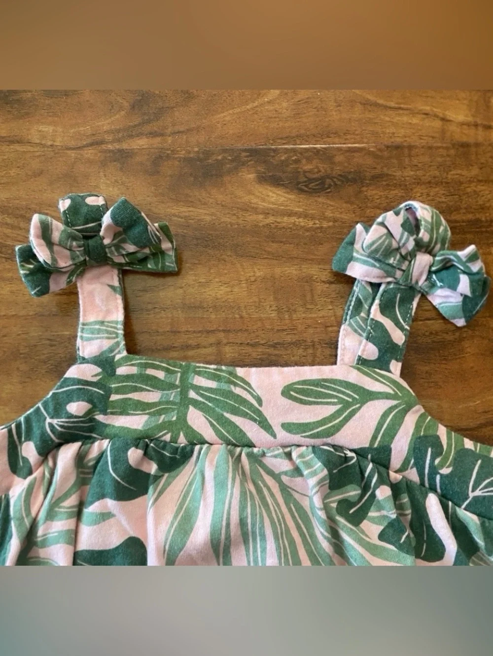 Children's Place Girls Pink Green Leaf Print Tank Top + Shorts Size 4T Girly